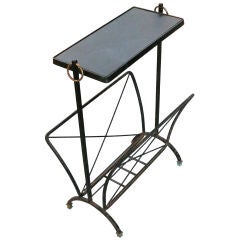 Jacques Adnet Table and Magazine Rack