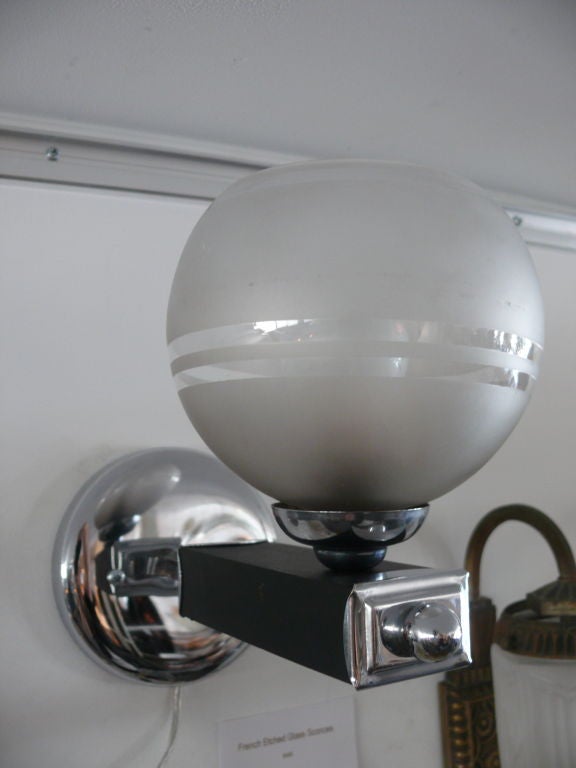 French Etched Glass Sconces