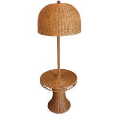 Wicker Table and  Lamp