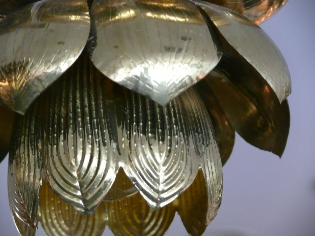 20th Century Brass Lotus Lights