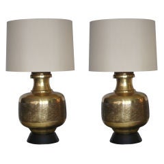 Marbro Etched Brass Lamps