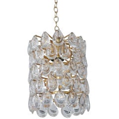Brass and Tear Drop Crystal Ceiling Light