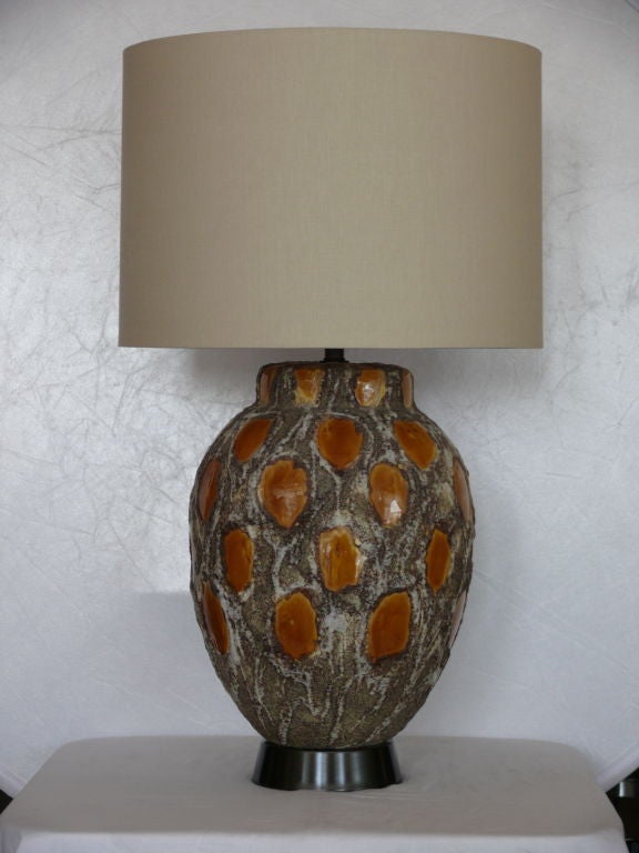Large Snakeskin Motif Ceramic Lamps