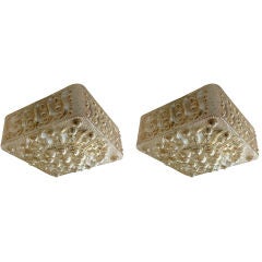 Pair of Amber Bubble Flush Mounts