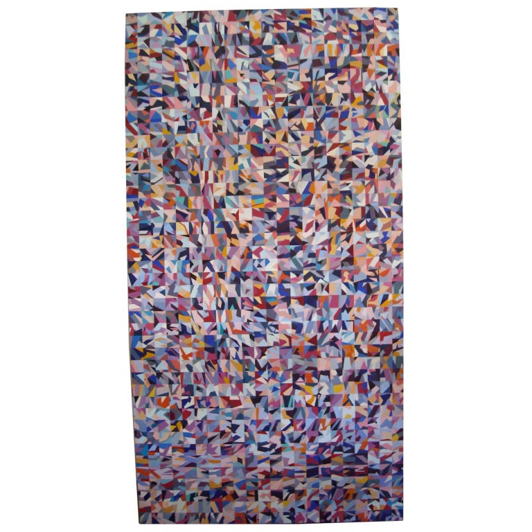 Large Harold Linton  acrylic/collage  on canvas  painting, signed dated