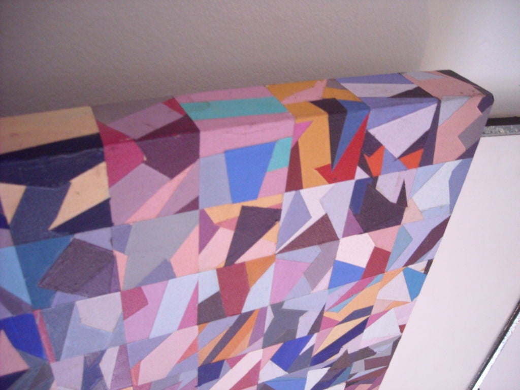 American Large Harold Linton  acrylic/collage  on canvas  painting, signed dated