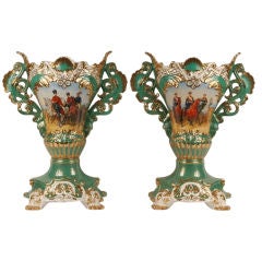 Pair of Sevres Style, Old Paris, 19th Century Monumental Urns