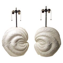 Pair of Large Shell Lamps, Manner of Sirmos