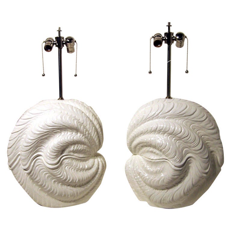Pair of Large Shell Lamps, Manner of Sirmos For Sale