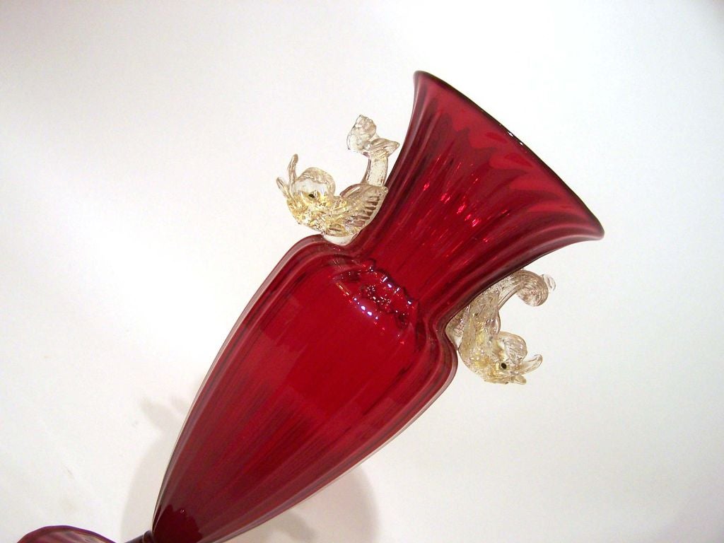 Salviati Vase with Applied Fish, Murano, Italy For Sale 4