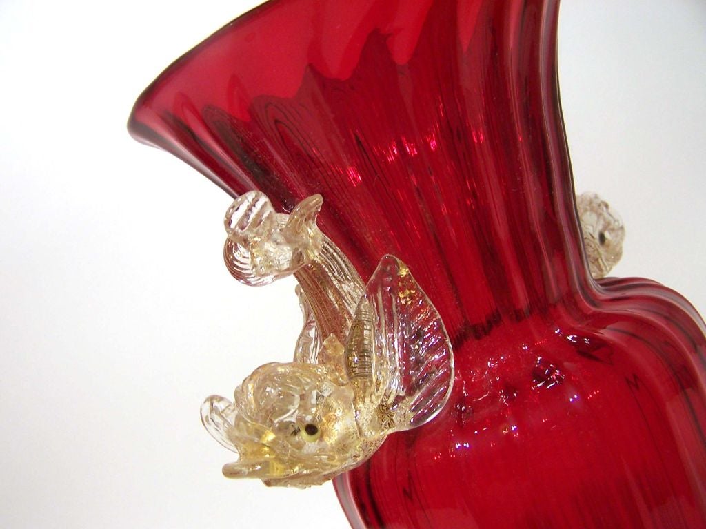 Salviati Vase with Applied Fish, Murano, Italy For Sale 1