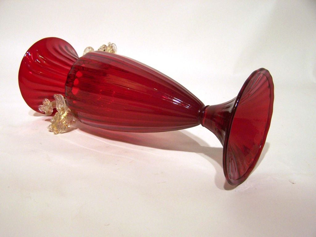 Blown Glass Salviati Vase with Applied Fish, Murano, Italy For Sale