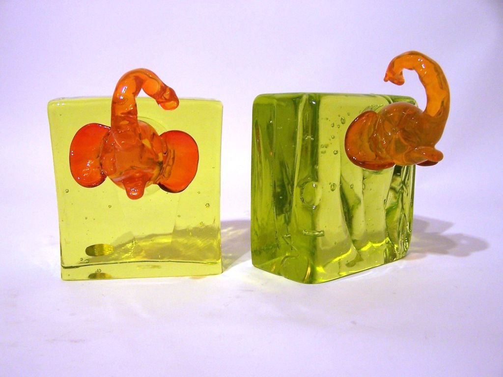 Mid-20th Century Cenedese Bookends, Pair, Murano, Italy