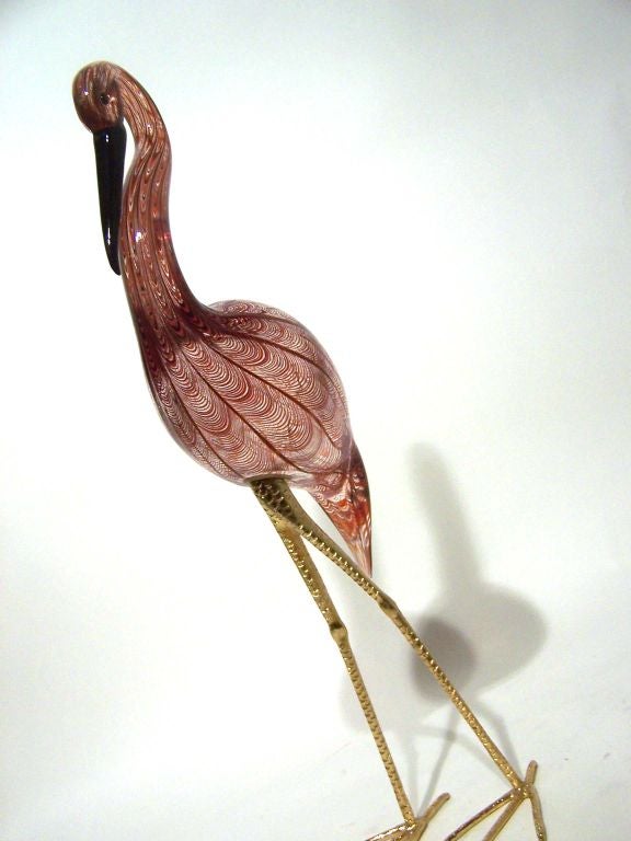 20th Century Licio Zanetti Blown Glass Bird, Murano, Italy