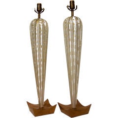 Fine Pair of Barovier Lamps, Murano, Italy