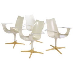 Rare Set of 4 Luigi Colani Swivel Arm Chairs