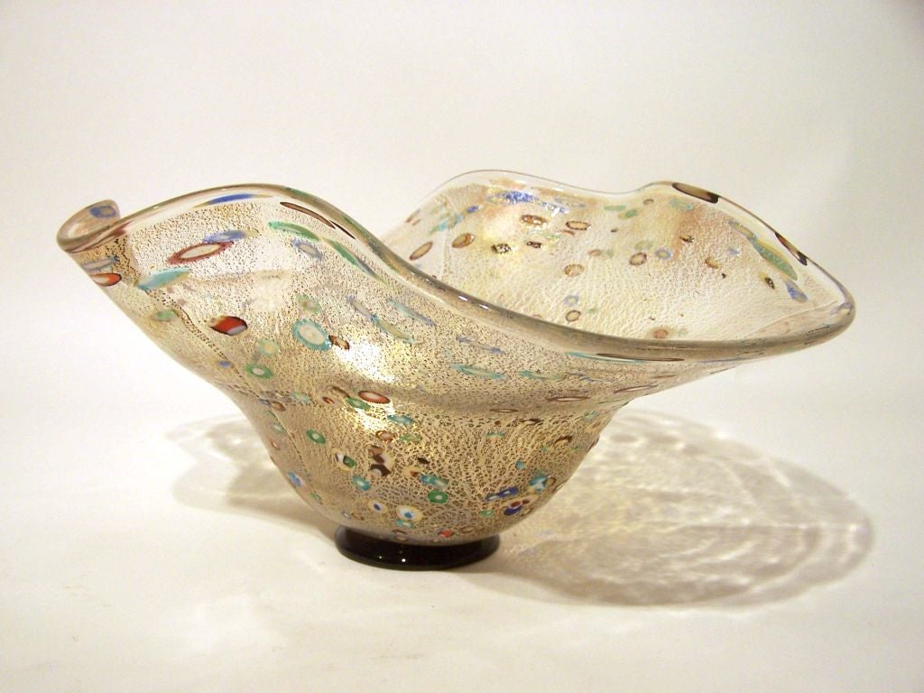 Blown Glass Luigi Mellara Bowl, Murano, Italy