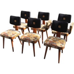 Vintage Mid Century Modern Set of Six Dining Chairs