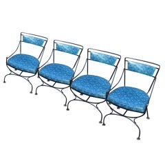 Set of Four Hollywood Regency Style Outdoor Iron Chairs