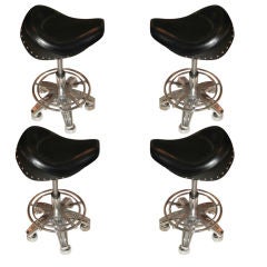 Set of Four Contemporary Motorcycle Seat Bar Stools