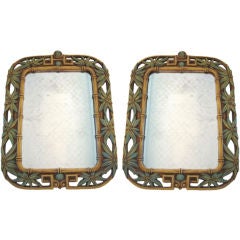 Pair of Vintage Syrocco Faux Bamboo Tropical Mirrors