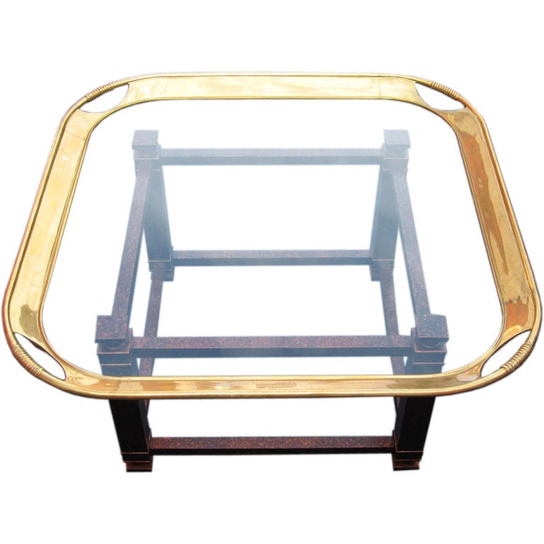 Baker Furniture Far East Collection Brass Tray Coffee Table
