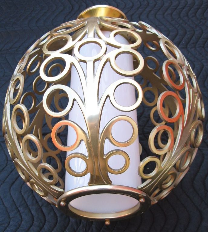 Giant Openwork Brass Mid Century Ball Light