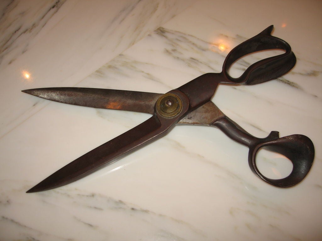 Giant Antique Pair of Fabric Shears or Scissors For Sale 3