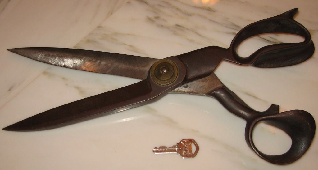 Giant Antique Pair of Fabric Shears or Scissors For Sale 4