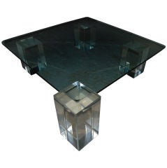SUPERB  SQUARE  CLEAR LUCITE  AND GLASS COFFEE TABLE
