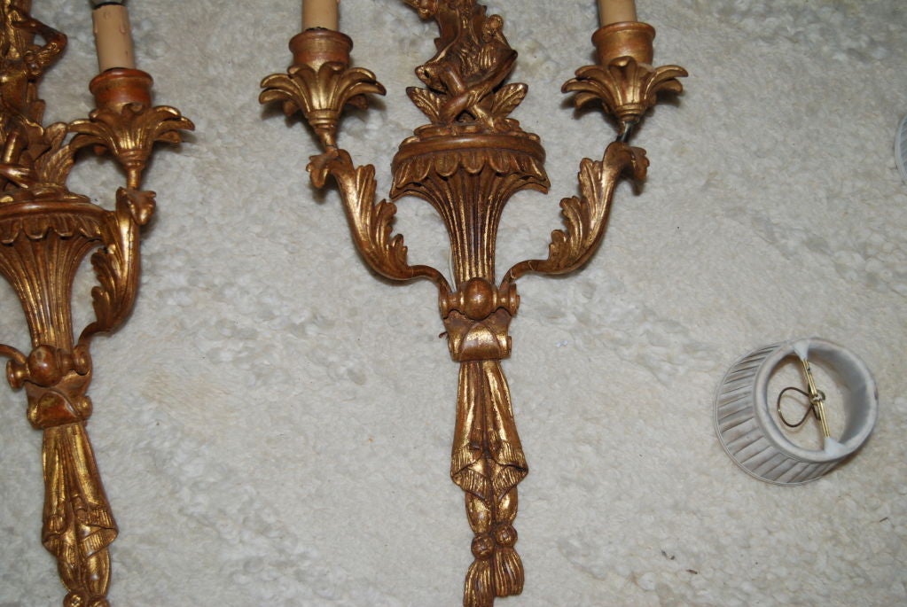 Composition Pair Of Italian Palm Tree And Monkey  Wall Sconces