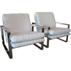 Wonderful Pair of Milo Baughman Steel Box Frame Chairs