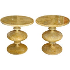 Exotic Pair of Resin Composition Stacked Side Tables