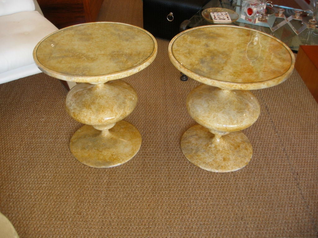 20th Century Exotic Pair of Resin Composition Stacked Side Tables