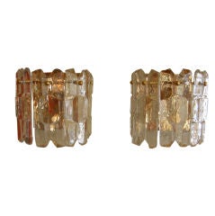 Exquisite Pair of Austrian Ice Crystal & Rose Gold Sconces