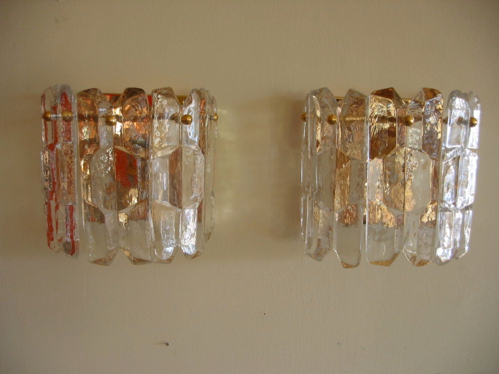 Exquisite Pair of Austrian Ice Crystal and Rose Gold Sconces at 1stdibs