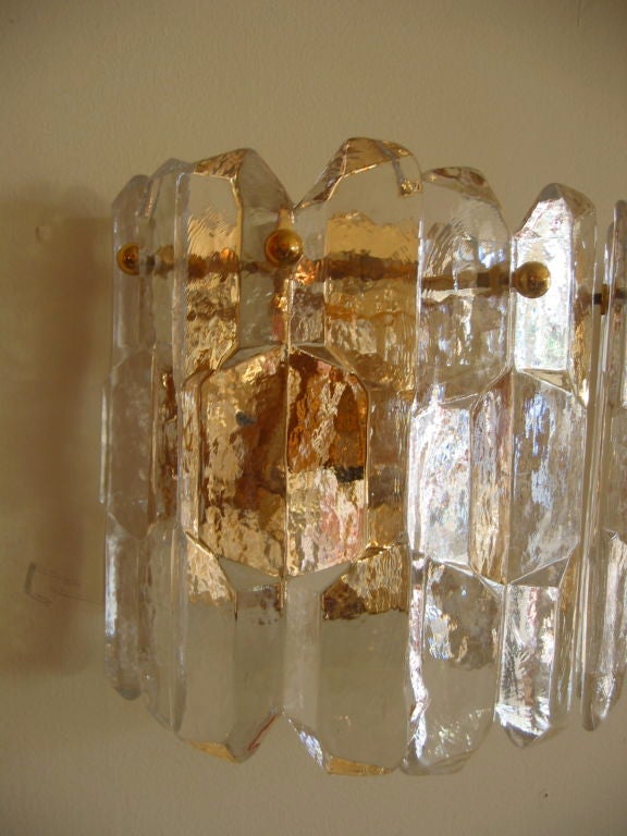 Exquisite Pair of Austrian Ice Crystal & Rose Gold Sconces