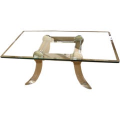 Lucite, Nickel, & Glass Cocktail Table