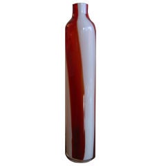 Tall Slender Murano Glass Striped Vase
