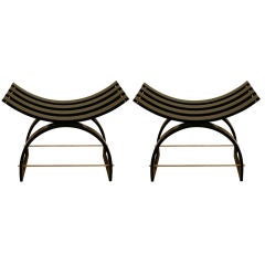 Sculptural Pair of Harvey Probber Slatted "Knights" Benches