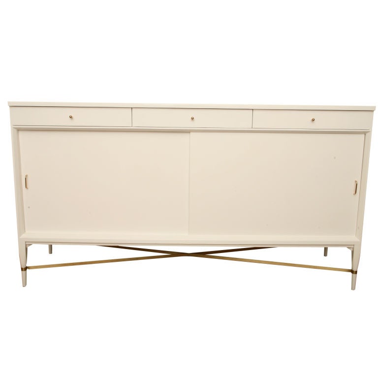 Paul McCobb Two Door Credenza with Gold Plated Hardware