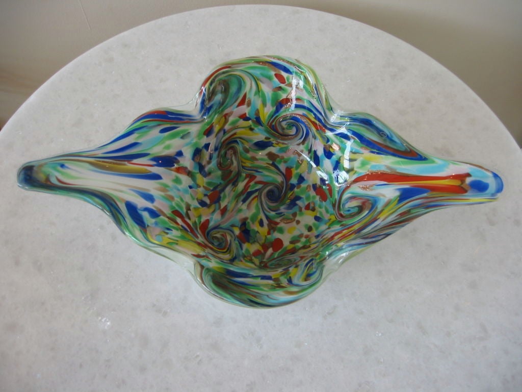 Colorful Murano Cenedese Bowl Entitled "Stary Night Confetti"