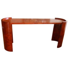 Stunning Karl Springer Red, Lacquered, Goatskin Console