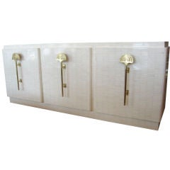 Exquisite Bone Cabinet with Egyptian Revival Brass Door Handles