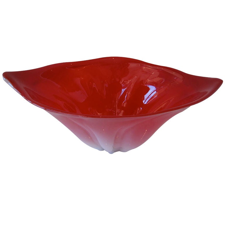 Red Glass Bowl at 1stDibs
