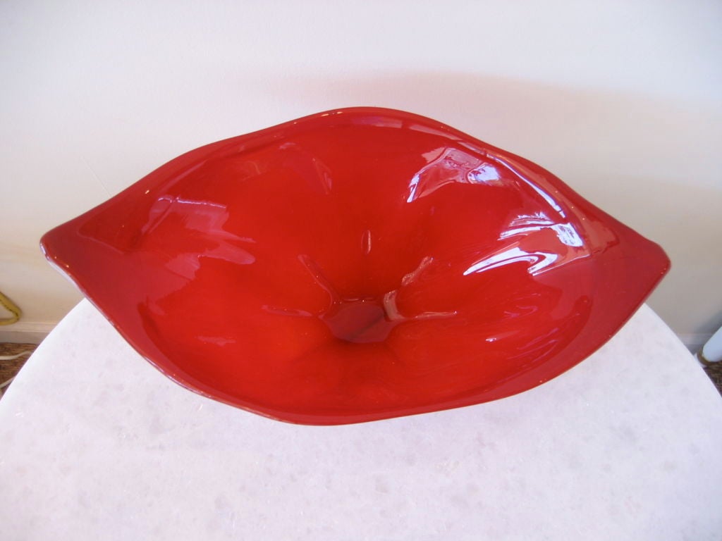 Red Glass Bowl at 1stDibs
