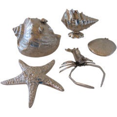 Vintage Impressive Grouping of Five Nickel Silvered Sea Objects