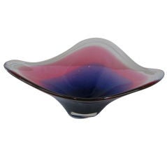 Freeform Signed Glass Bowl in Hues of Purple by Flygsfors