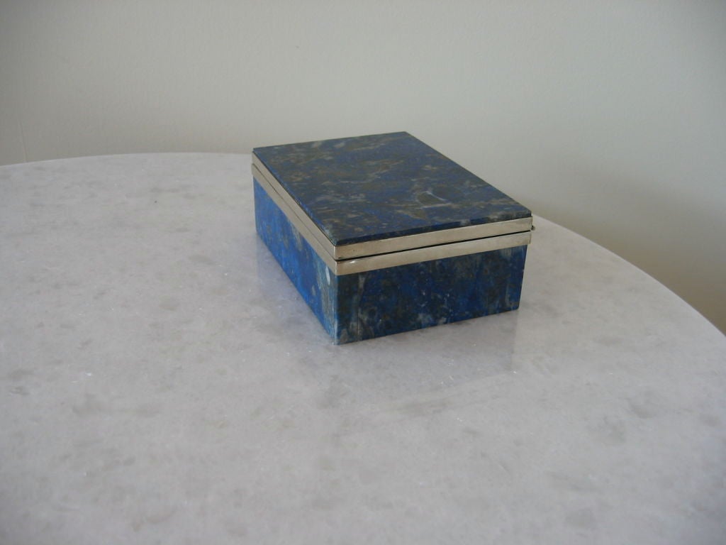 20th Century Lovely Lapis & Sterling Box