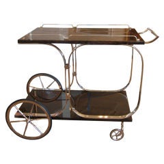 Exquisite Aldo Tura Lacquered Goatskin Bar Cart